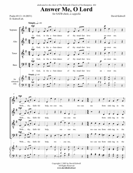 Answer Me O Lord Sheet Music