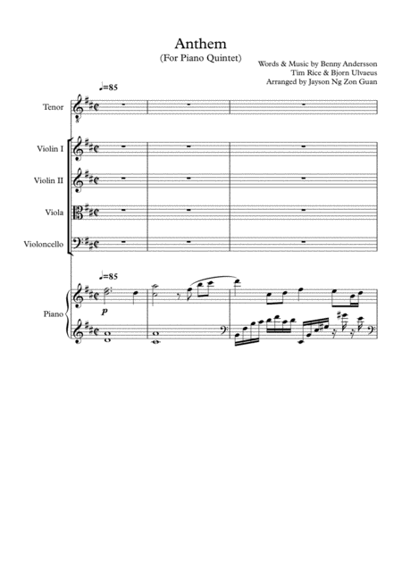 Free Sheet Music Anthem From Chess