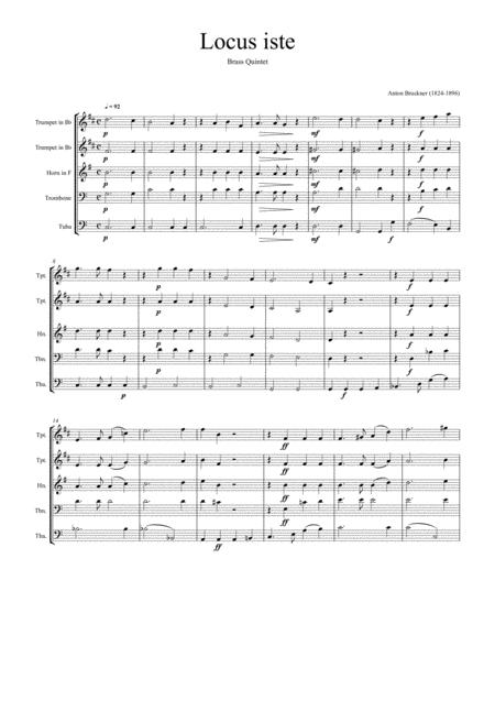 Free Sheet Music Anton Brucker Locus Iste Brass Quintet