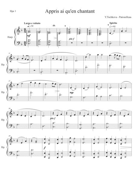 Appri Ai Qu En Chantant For 3 Harps Composed By Y Tochkova Sheet Music