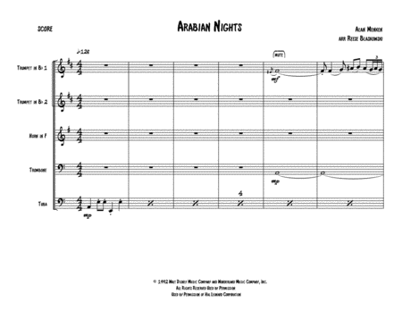 Arabian Nights Brass Quintet Sheet Music