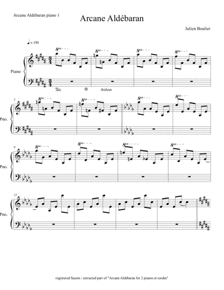 Free Sheet Music Arcane Aldbaran Piano 1 Extracted Part Of Arcane Aldbaran Pour 2 Pianos Et Cordes