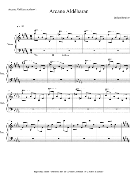 Arcane Aldbaran Piano 1 Extracted Part Of Arcane Aldbaran Pour 2 Pianos Et Cordes Sheet Music