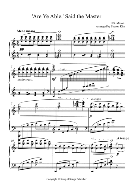 Are Ye Able Said The Master For Piano Solo Sheet Music