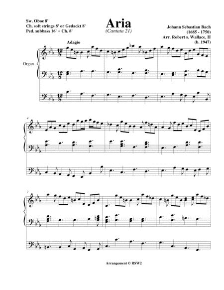 Aria Cantata No 21 Sheet Music