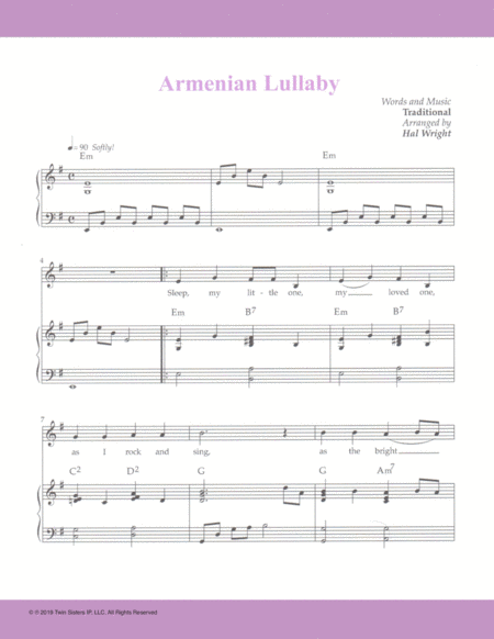 Free Sheet Music Armenian Lullaby