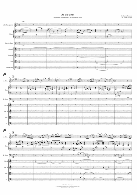 Free Sheet Music As The Deer Complete Arrangement