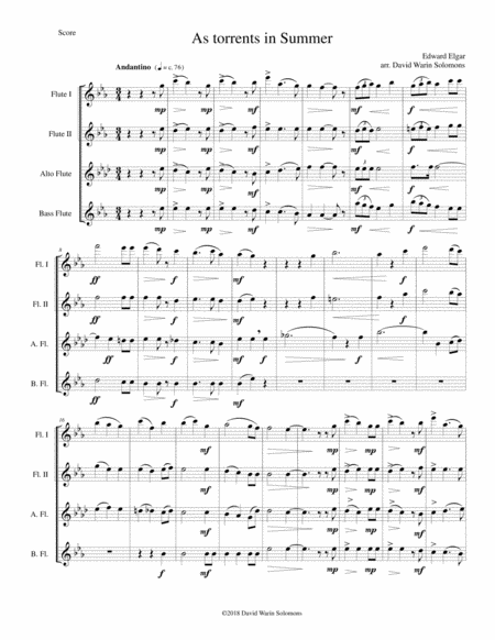 Free Sheet Music As Torrents In Summer For Flute Quartet