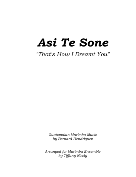 Free Sheet Music Asi Te Sone Marimba Ensemble