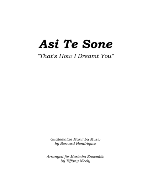 Asi Te Sone Marimba Ensemble Sheet Music