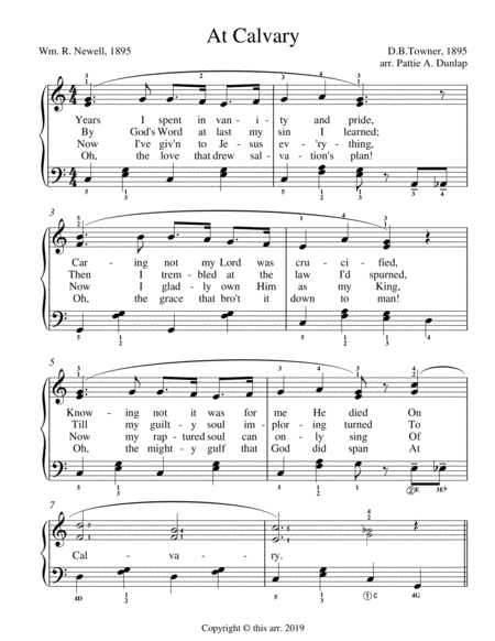 At Calvary Easy Gospel Piano Sheet Music