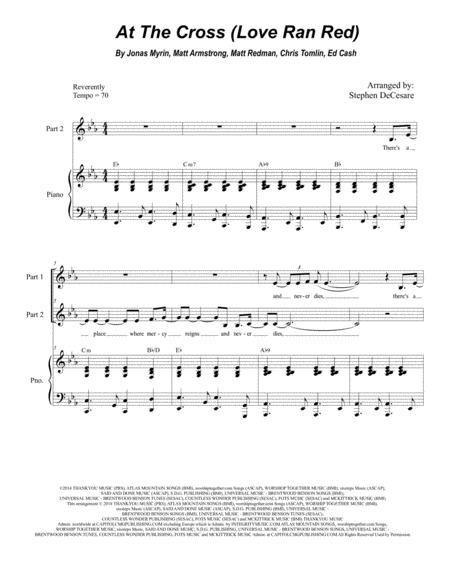 At The Cross Love Ran Red For 2 Part Choir Sheet Music