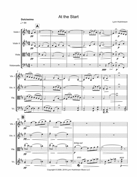 At The Start String Quartet Sheet Music