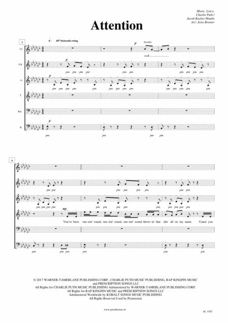 Attention Saatbb A Cappella Sheet Music