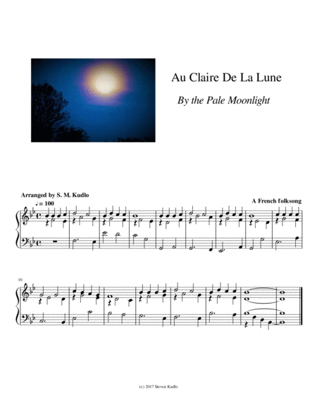 Au Claire De La Lune By The Pale Moonlight Sheet Music