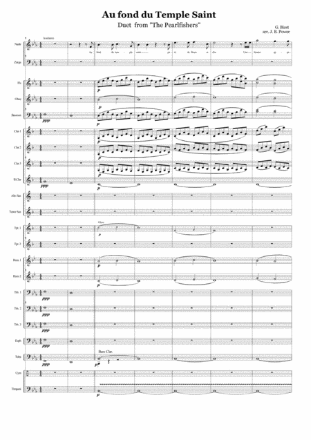 Au Fond Du Temple Saint Duet From The Pearlfishers Bizet Arranged Fort B Solo And Concert Band Sheet Music