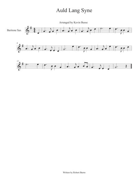 Free Sheet Music Auld Lang Syne Bari Sax