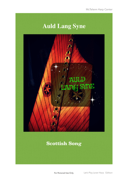 Auld Lang Syne Scottish Song For Lever Harp Only Score Sheet Music