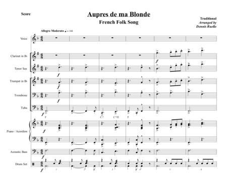 Free Sheet Music Aupres De Ma Blonde