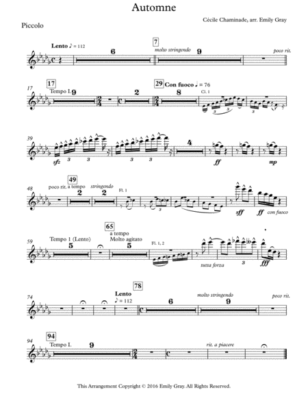 Free Sheet Music Automne For Wind Orchestra Parts