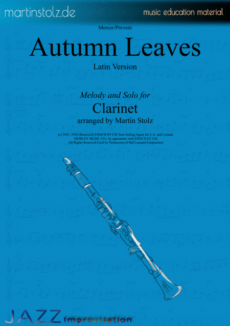 Free Sheet Music Autumn Leaves For Clarinet In Latin Groove