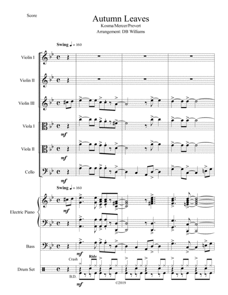 Free Sheet Music Autumn Leaves String Sextet Orchestra