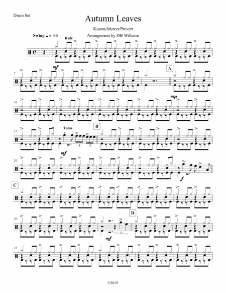 Autumn Leaves Strings Drum Set Sheet Music