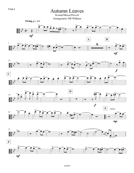 Free Sheet Music Autumn Leaves Viola 1