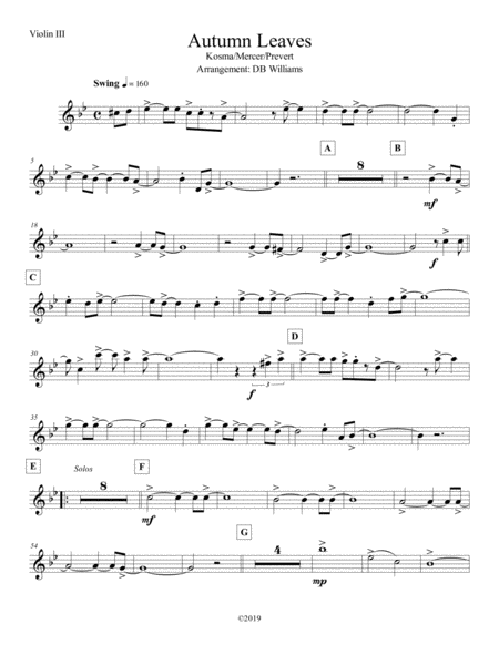 Autumn Leaves Violin 3 Sheet Music