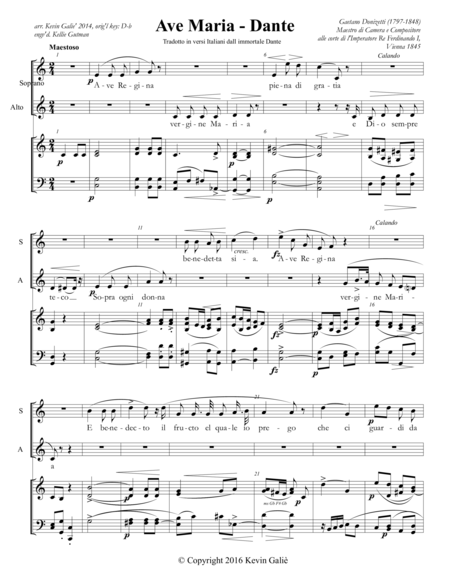 Ave Maria Dante Gali Sa Sheet Music