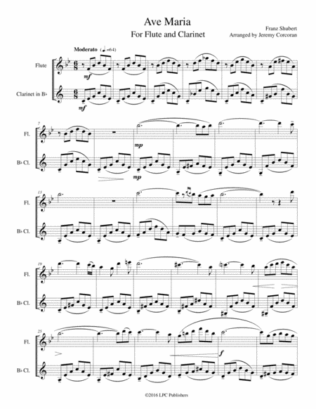 Ave Maria For Flute And Clarinet Sheet Music