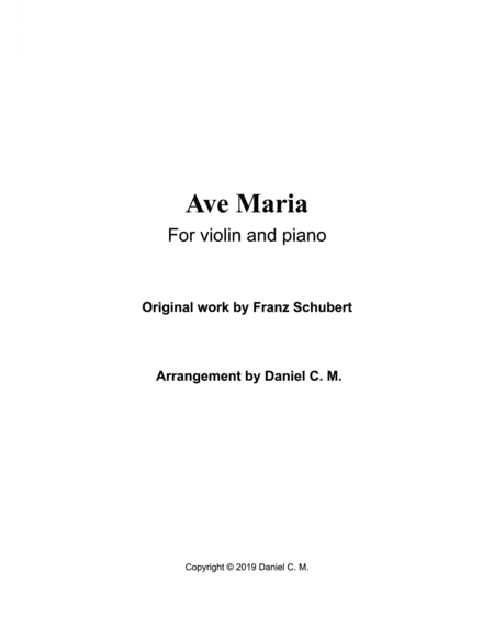 Ave Maria For Violin And Piano Simplified Sheet Music