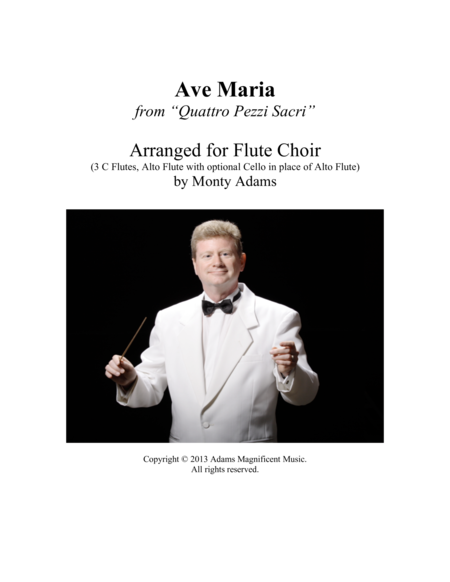 Ave Maria From Quattro Pezzi Sacri For Flute Choir Sheet Music