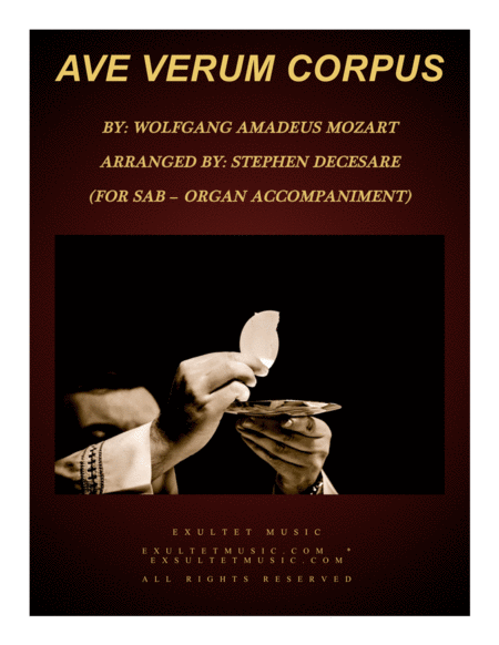 Ave Verum Corpus For Sab Organ Accompaniment Sheet Music