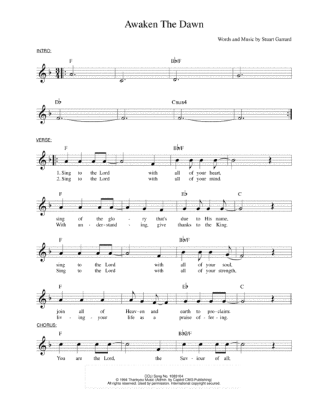 Awaken The Dawn Sheet Music