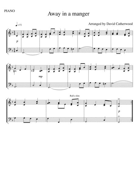 Free Sheet Music Away In A Manger Arranged For Easy Piano By David Catherwood