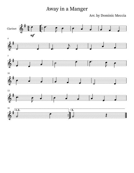 Away In A Manger Clarinet Bass Clarinet Sheet Music