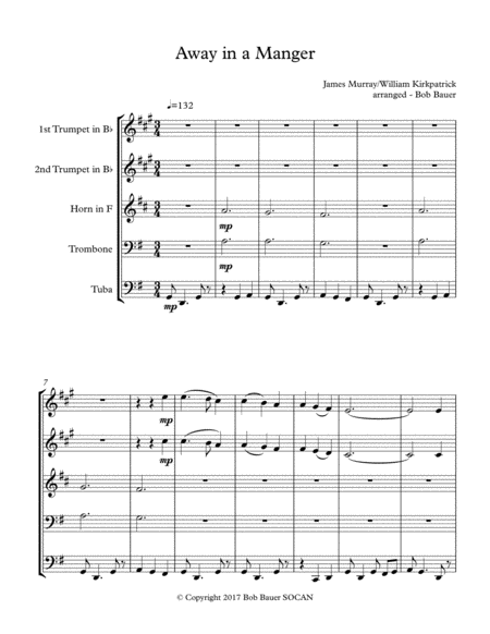 Away In A Manger For Brass Quintet Sheet Music