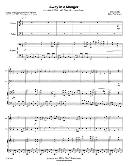 Free Sheet Music Away In A Manger For Violin And Cello With Piano Accompaniment