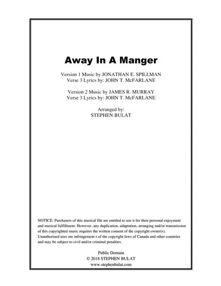 Away In A Manger Lead Sheet Arranged In Traditional And Jazz Style Key Of G Sheet Music