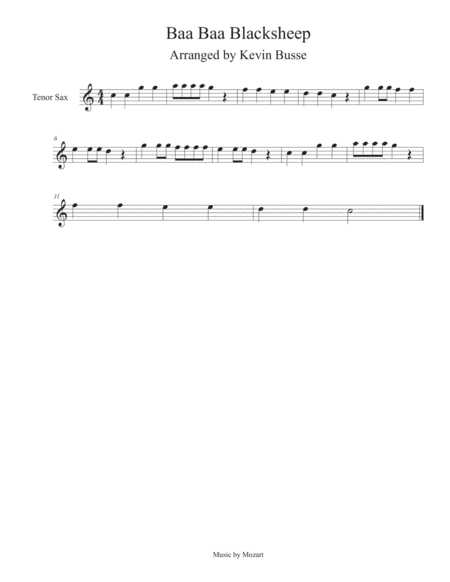 Baa Baa Black Sheep Tenor Sax Sheet Music