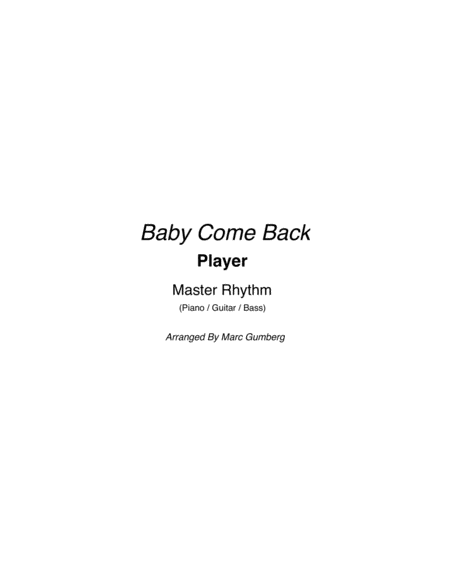 Baby Come Back Sheet Music