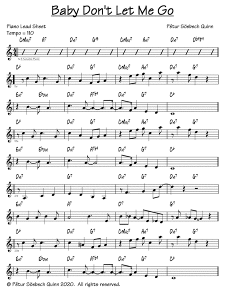 Free Sheet Music Baby Dont Let Me Go