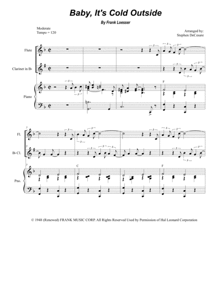 Baby Its Cold Outside Duet For Flute And Bb Clarinet Sheet Music