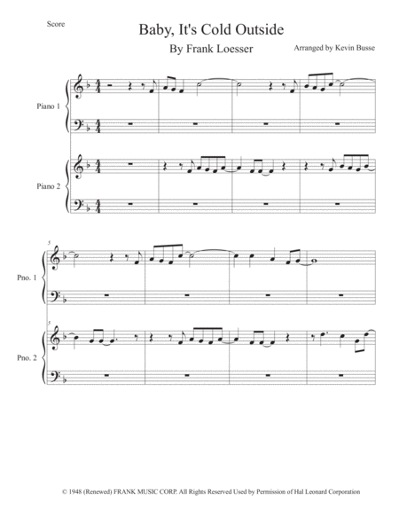 Free Sheet Music Baby Its Cold Outside Piano Duet