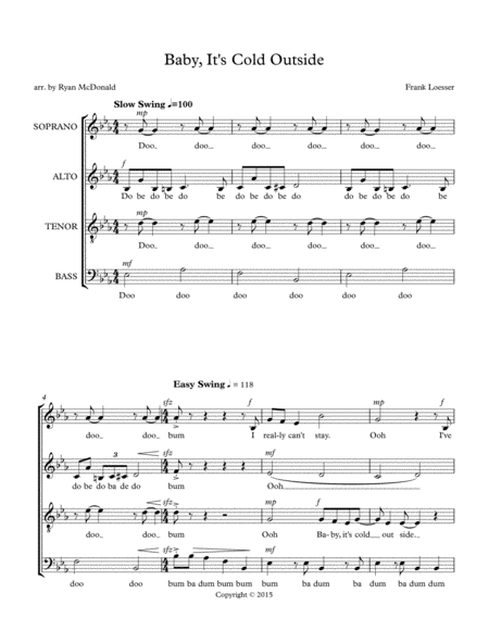 Baby Its Cold Outside Satb A Cappella Sheet Music