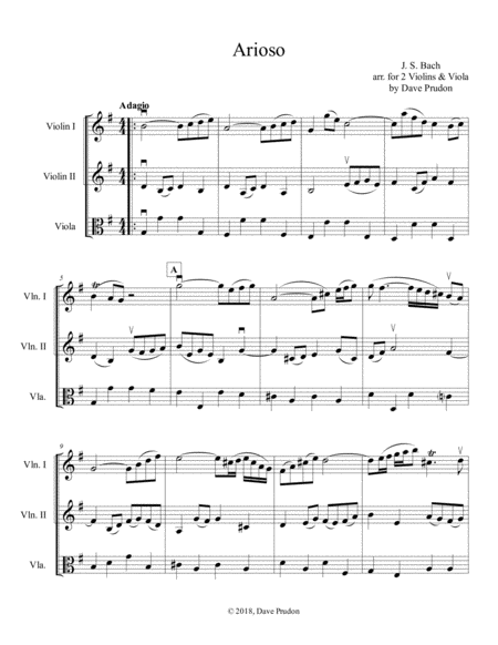 Bach Arioso For 2 Violins And Viola Sheet Music