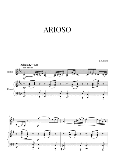 Bach Arioso Violin And Piano Sheet Music