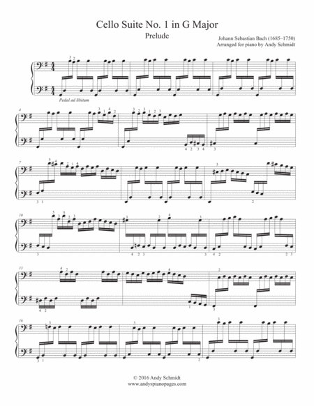 Bach Cello Suite Prelude Package Sheet Music