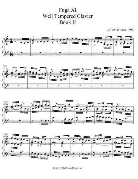 Bach Fugue No 11 Well Tempered Clavier Book Ii Bwv 880 Icanpiano Style Sheet Music